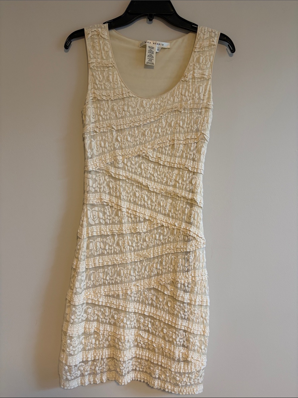 Max Studio Ivory Lace Scoop Neck Mini Dress